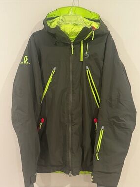 Scott Outerwear Mens Ski Snow Jacket Insulated Hooded Sz Large Gray Yellow